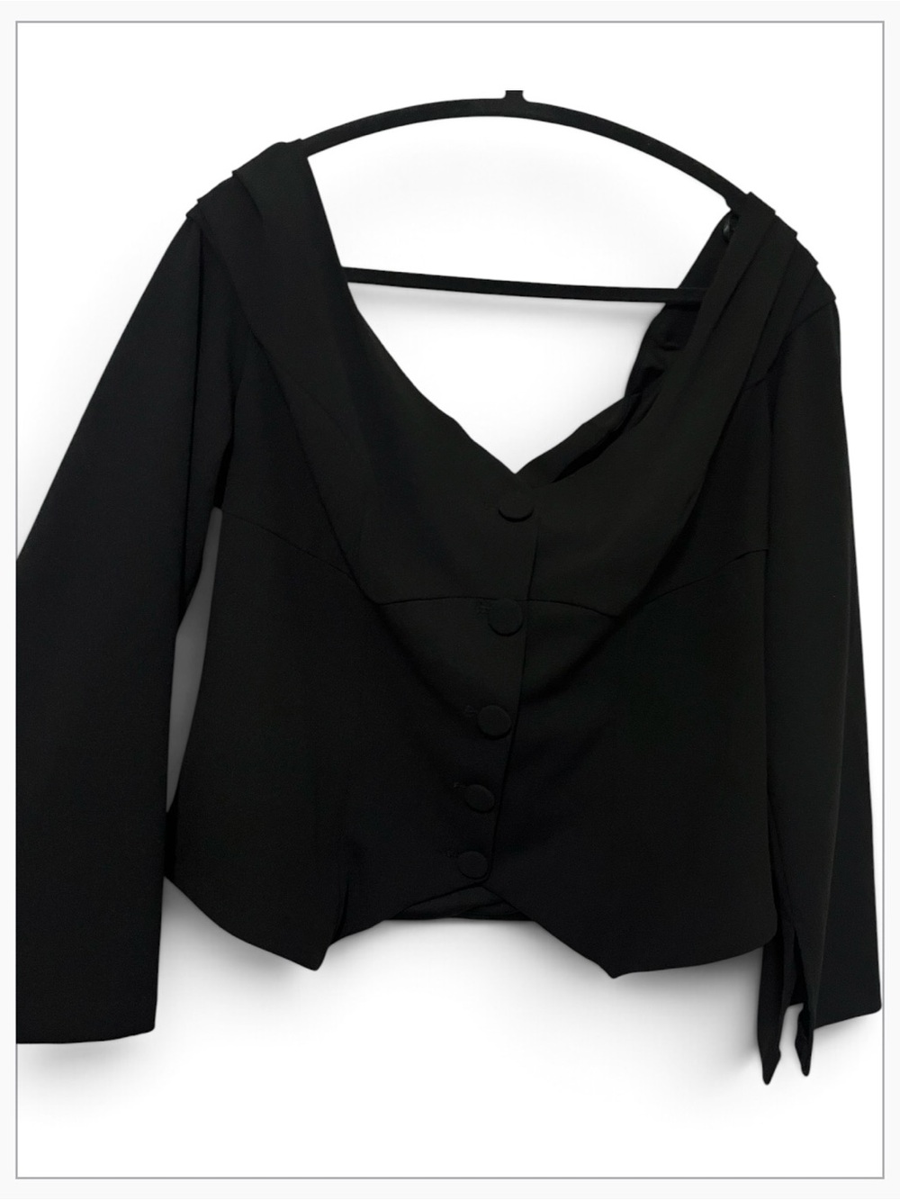 EXPRESS Off The Shoulder Button-Front Sculpted Long Sleeve